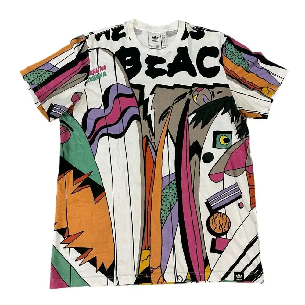 Adidas CM Tee Beach Print AOP Big Graphic Camel Size Large CE2272 - Picture 1 of 7